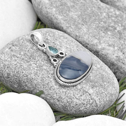 Natural Picasso Jasper & Sky Blue Topaz Pendant P-1282 SDP129000