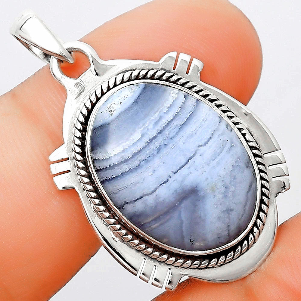 Natural Blue Lace Agate South Africa Pendant P-1463 SDP129029