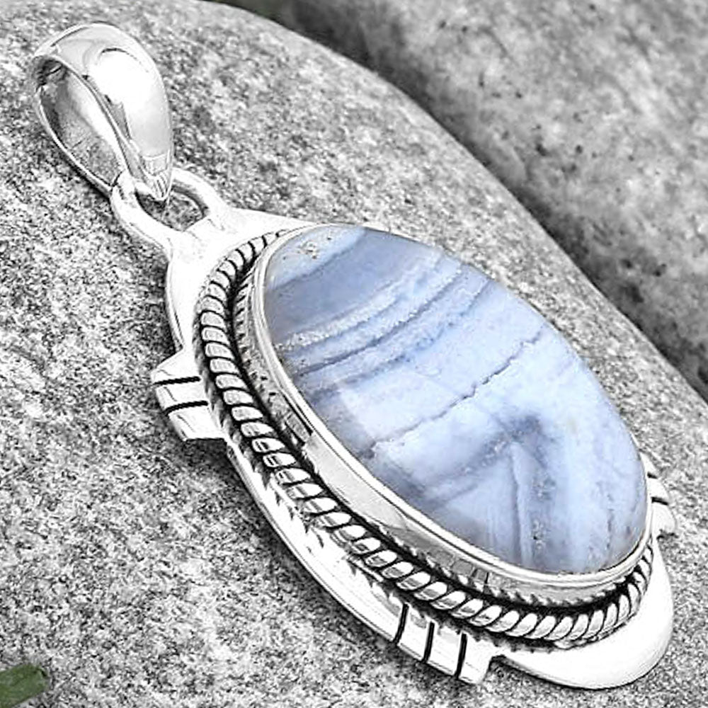 Natural Blue Lace Agate South Africa Pendant P-1463 SDP129029