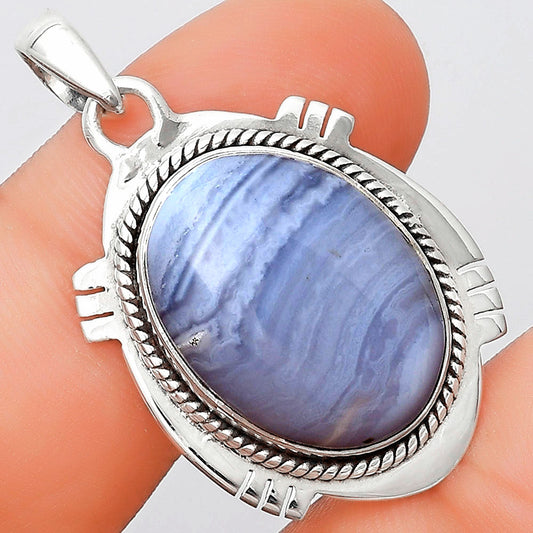 Natural Blue Lace Agate South Africa Pendant P-1463 SDP129031
