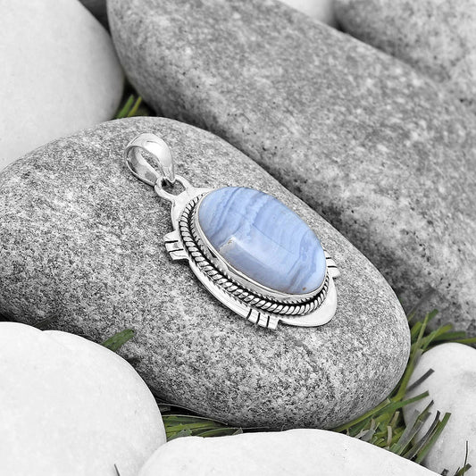 Natural Blue Lace Agate South Africa Pendant P-1463 SDP129031