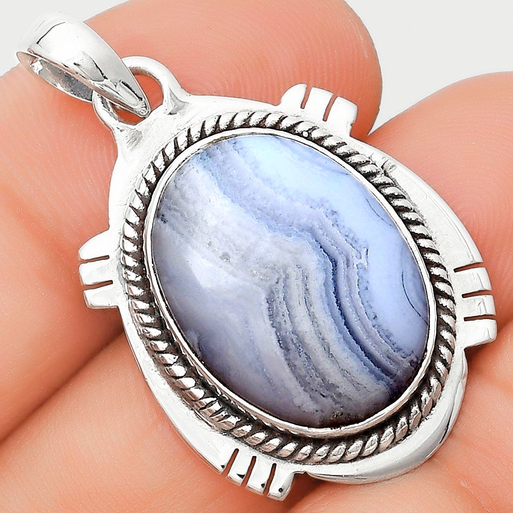 Natural Blue Lace Agate South Africa Pendant P-1463 SDP129036