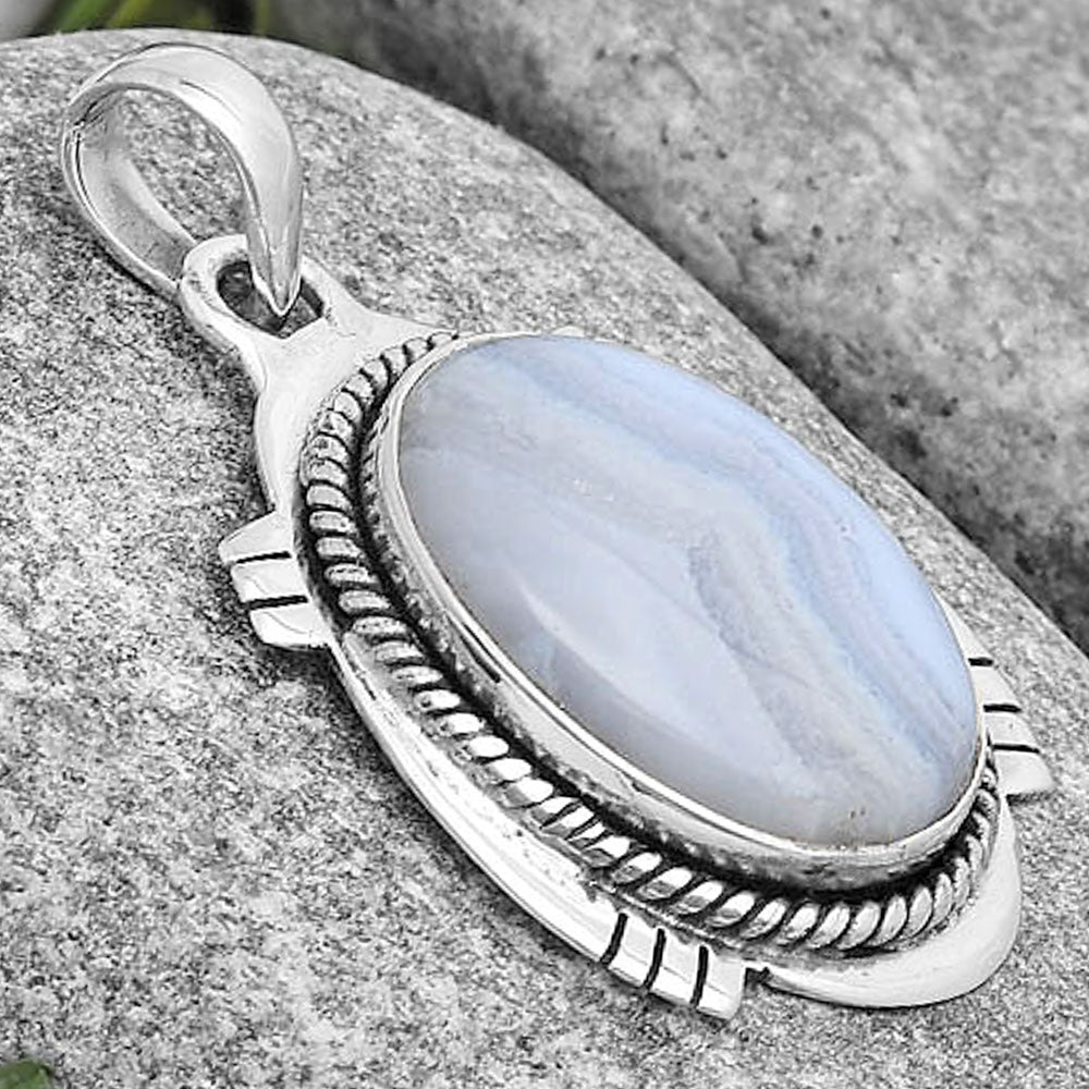 Natural Blue Lace Agate South Africa Pendant P-1463 SDP129036