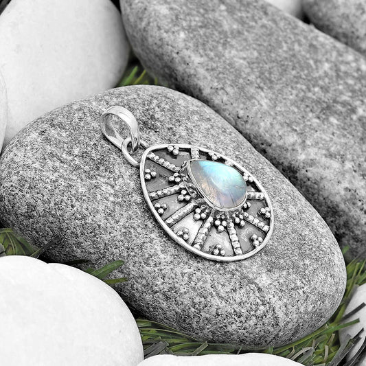 Natural Rainbow Moonstone - India Pendant P-1465 SDP129103