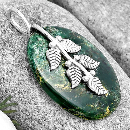 Leaves - Natural Green Fuchsite Pendant P-1291 SDP129147