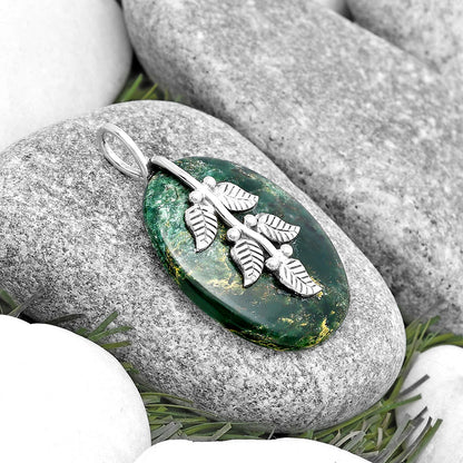 Leaves - Natural Green Fuchsite Pendant P-1291 SDP129147