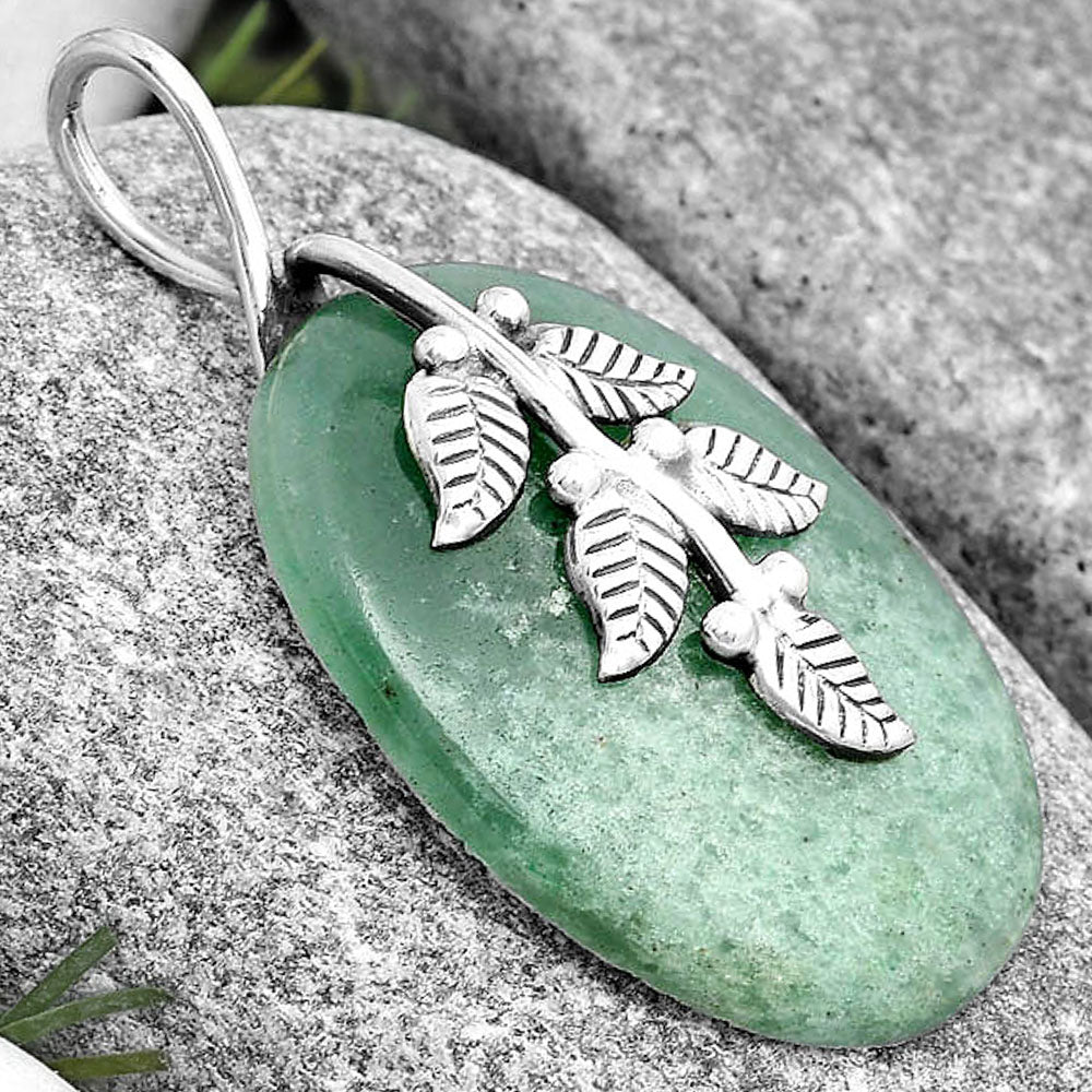 Leaves - Natural Green Aventurine Pendant P-1291 SDP129149