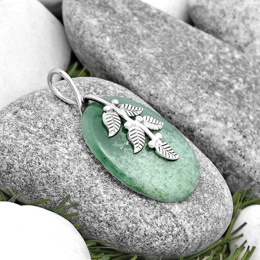 Leaves - Natural Green Aventurine Pendant P-1291 SDP129149