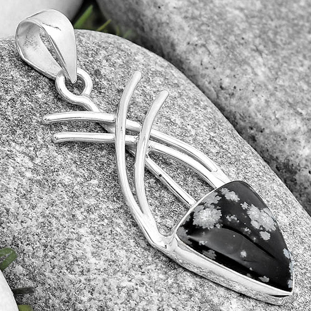 Natural Snow Flake Obsidian Pendant P-1010 SDP129166