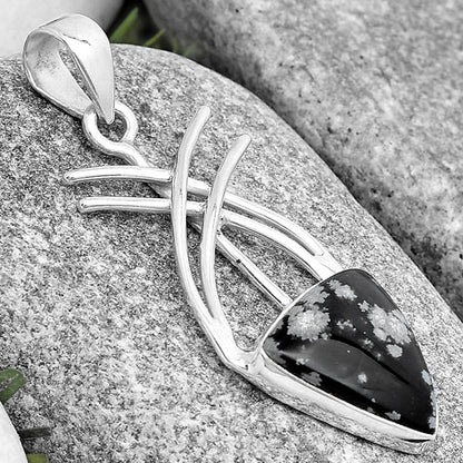 Natural Snow Flake Obsidian Pendant P-1010 SDP129166