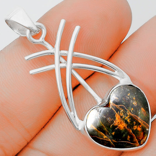 Heart Turkish Rainforest Chrysocolla Pendant P-1010 SDP129167