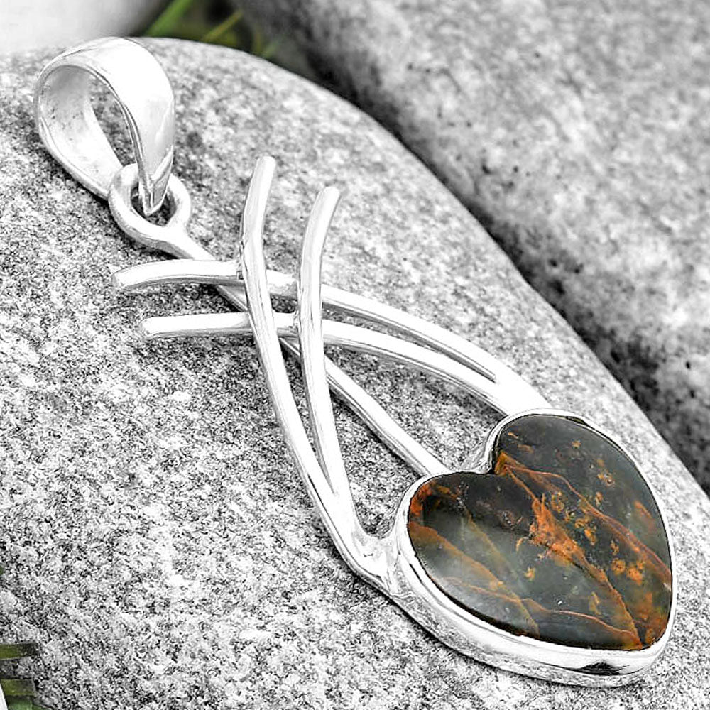 Heart Turkish Rainforest Chrysocolla Pendant P-1010 SDP129167