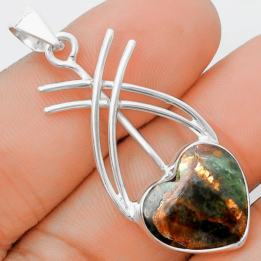 Heart Turkish Rainforest Chrysocolla Pendant P-1010 SDP129177