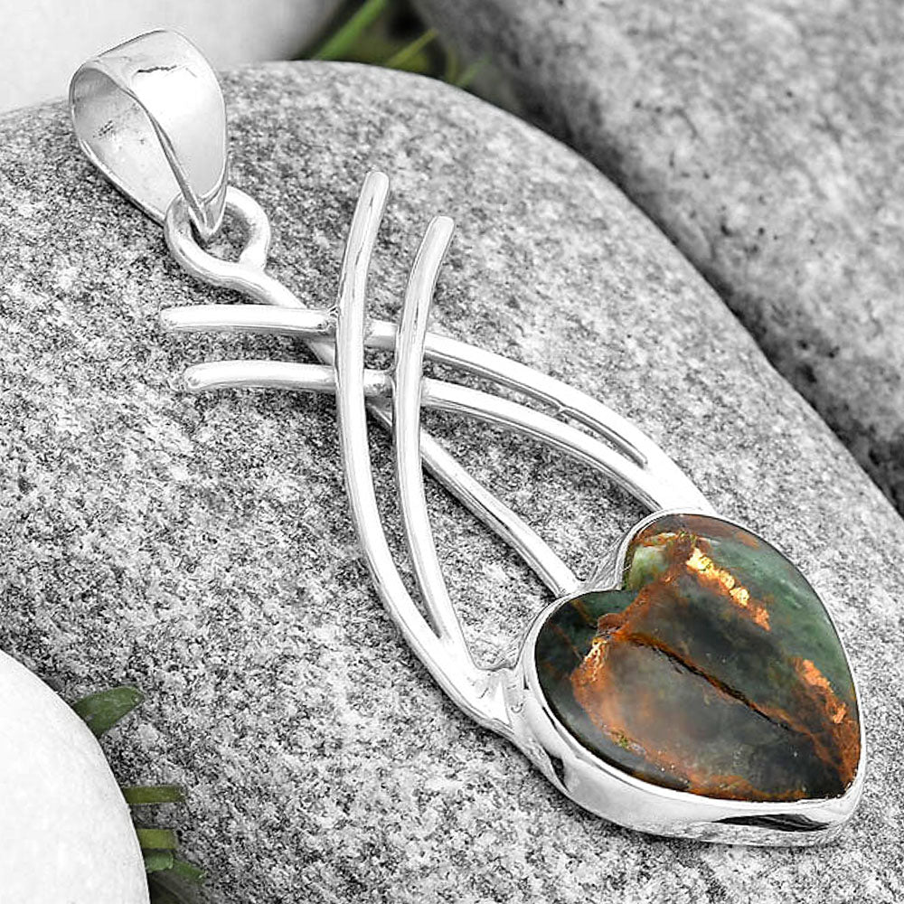 Heart Turkish Rainforest Chrysocolla Pendant P-1010 SDP129177