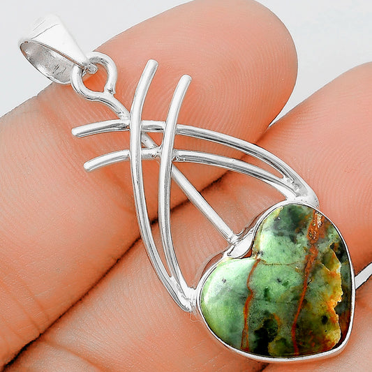 Heart Natural Chrome Chalcedony Pendant P-1010 SDP129179