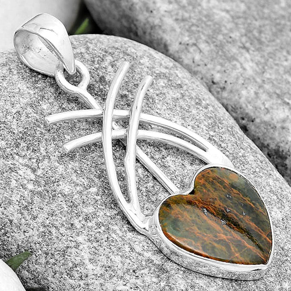 Heart Turkish Rainforest Chrysocolla Pendant P-1010 SDP129185