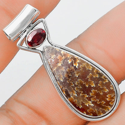 Sutured Ammonite Madagascar & Garnet Pendant P-1130 SDP129213