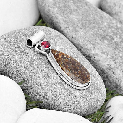 Sutured Ammonite Madagascar & Garnet Pendant P-1130 SDP129213