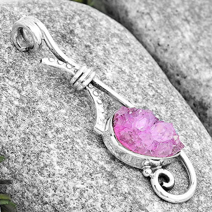 Pink Agate Druzy Pendant P-1682 SDP129214