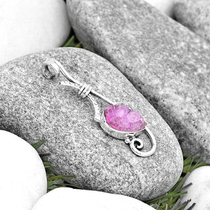 Pink Agate Druzy Pendant P-1682 SDP129214