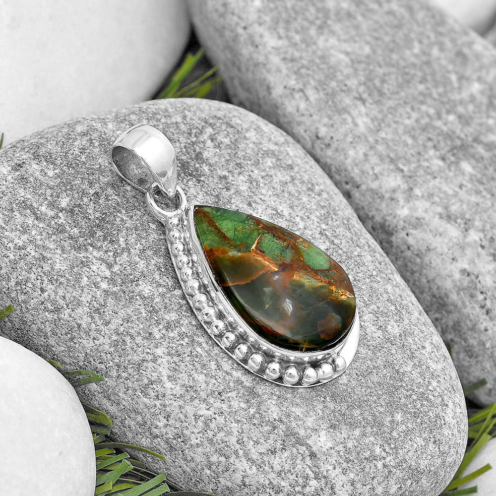 Natural Turkish Rainforest Chrysocolla Pendant P-1326 SDP129284