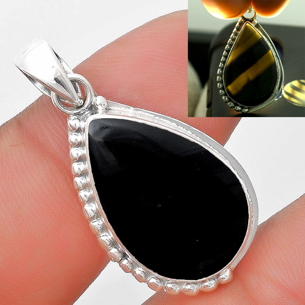 Natural Black Lace Obsidian Pendant P-1326 SDP129297