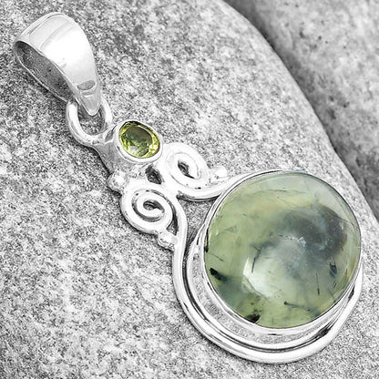Natural Prehnite & Peridot Rough Pendant P-1603 SDP129320