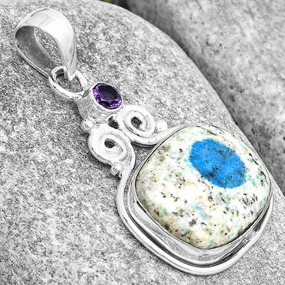 K2 Blue Azurite In Quartz & Amethyst Pendant P-1603 SDP129322