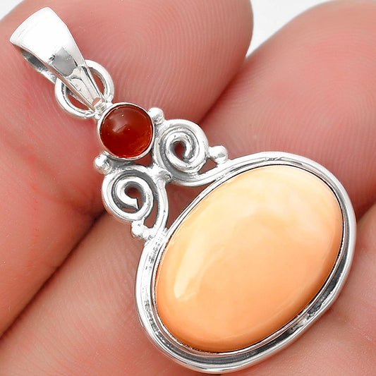 Natural Spiny Oyster Shell & Carnelian Pendant P-1603 SDP129331