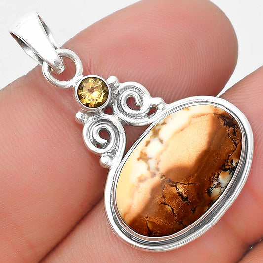 Cold Mountain Thunder Egg & Citrine Pendant P-1603 SDP129341