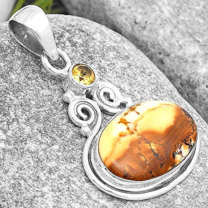 Cold Mountain Thunder Egg & Citrine Pendant P-1603 SDP129341