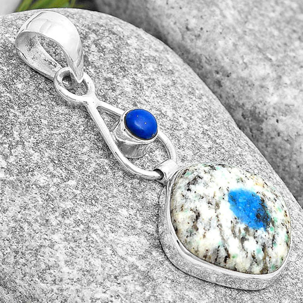 K2 Blue - Azurite In Quartz & Lapis Lazuli Pendant P-1589 SDP129351