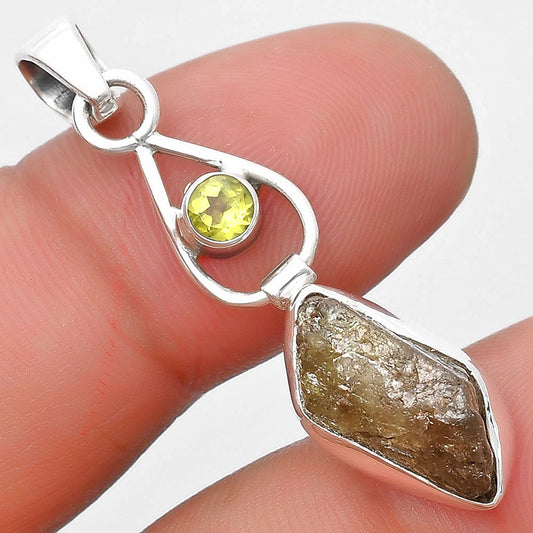 Rare Kornerupine Rough & Peridot Pendant P-1589 SDP129352