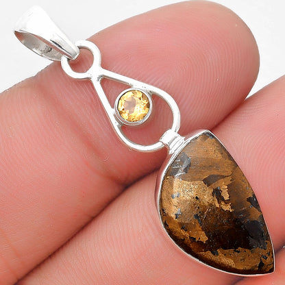 Natural Bronzite & Citrine Pendant P-1589 SDP129353