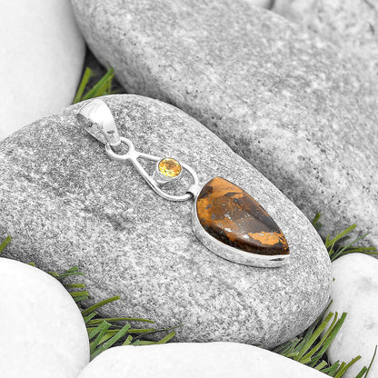 Natural Bronzite & Citrine Pendant P-1589 SDP129353