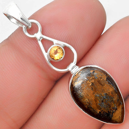 Natural Bronzite & Citrine Pendant P-1589 SDP129355