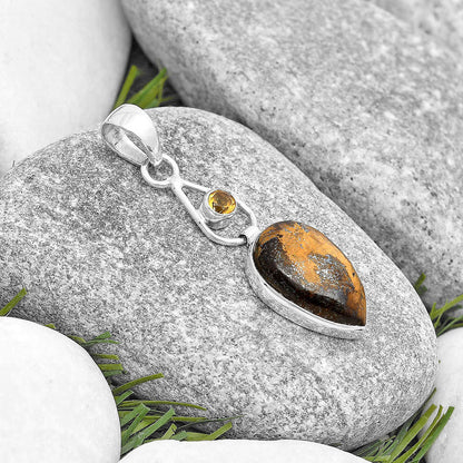 Natural Bronzite & Citrine Pendant P-1589 SDP129355