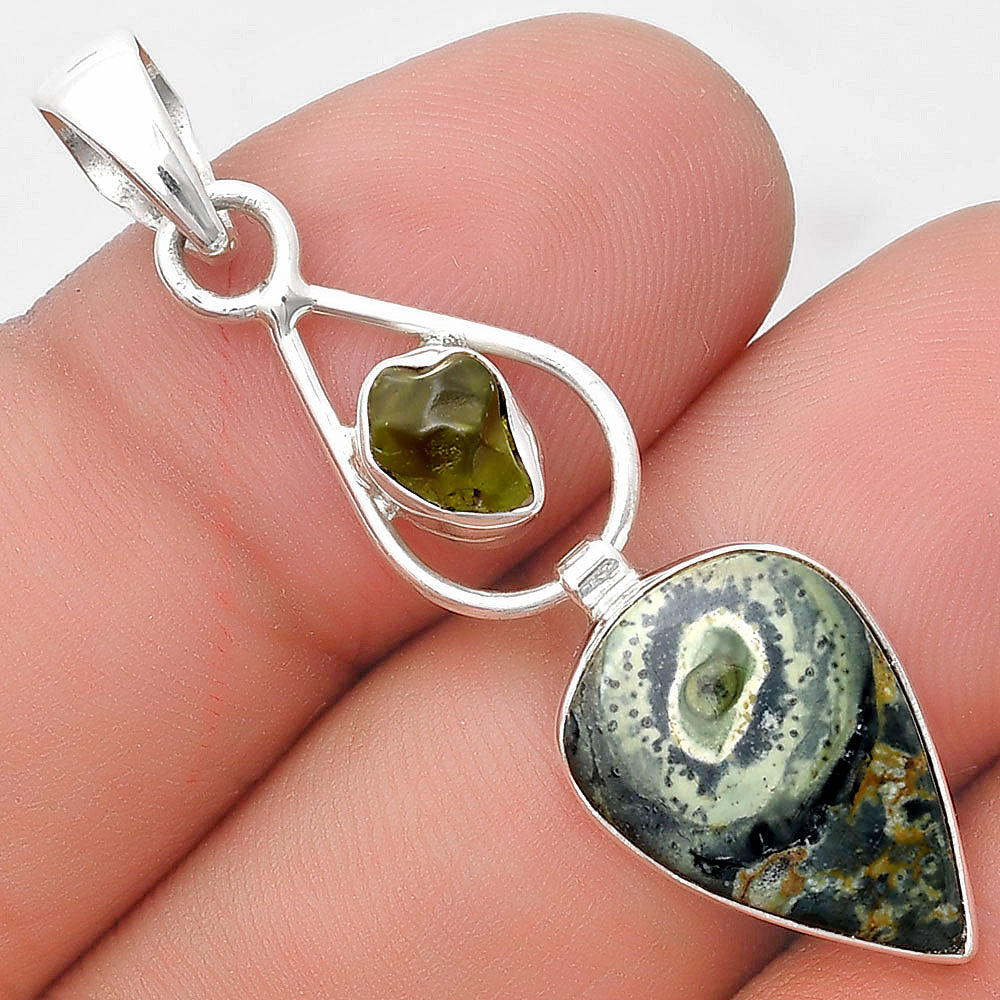 Star Galaxy Jasper & Peridot Rough Pendant P-1589 SDP129370