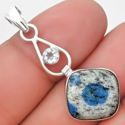 K2 Blue - Azurite In Quartz & Sky Blue Topaz Pendant P-1589 SDP129374