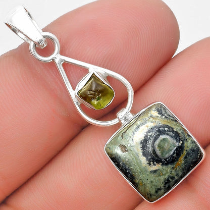 Star Galaxy Jasper & Peridot Rough Pendant P-1589 SDP129375