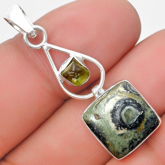 Star Galaxy Jasper & Peridot Rough Pendant P-1589 SDP129375