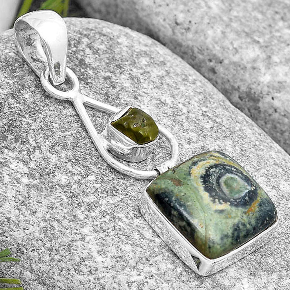 Star Galaxy Jasper & Peridot Rough Pendant P-1589 SDP129375