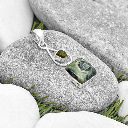 Star Galaxy Jasper & Peridot Rough Pendant P-1589 SDP129375