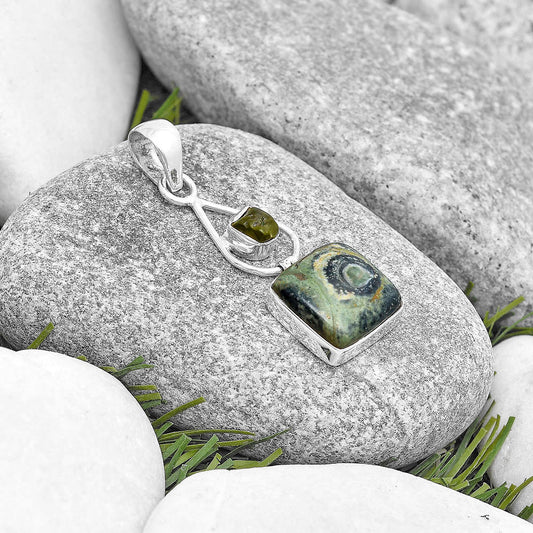 Star Galaxy Jasper & Peridot Rough Pendant P-1589 SDP129375