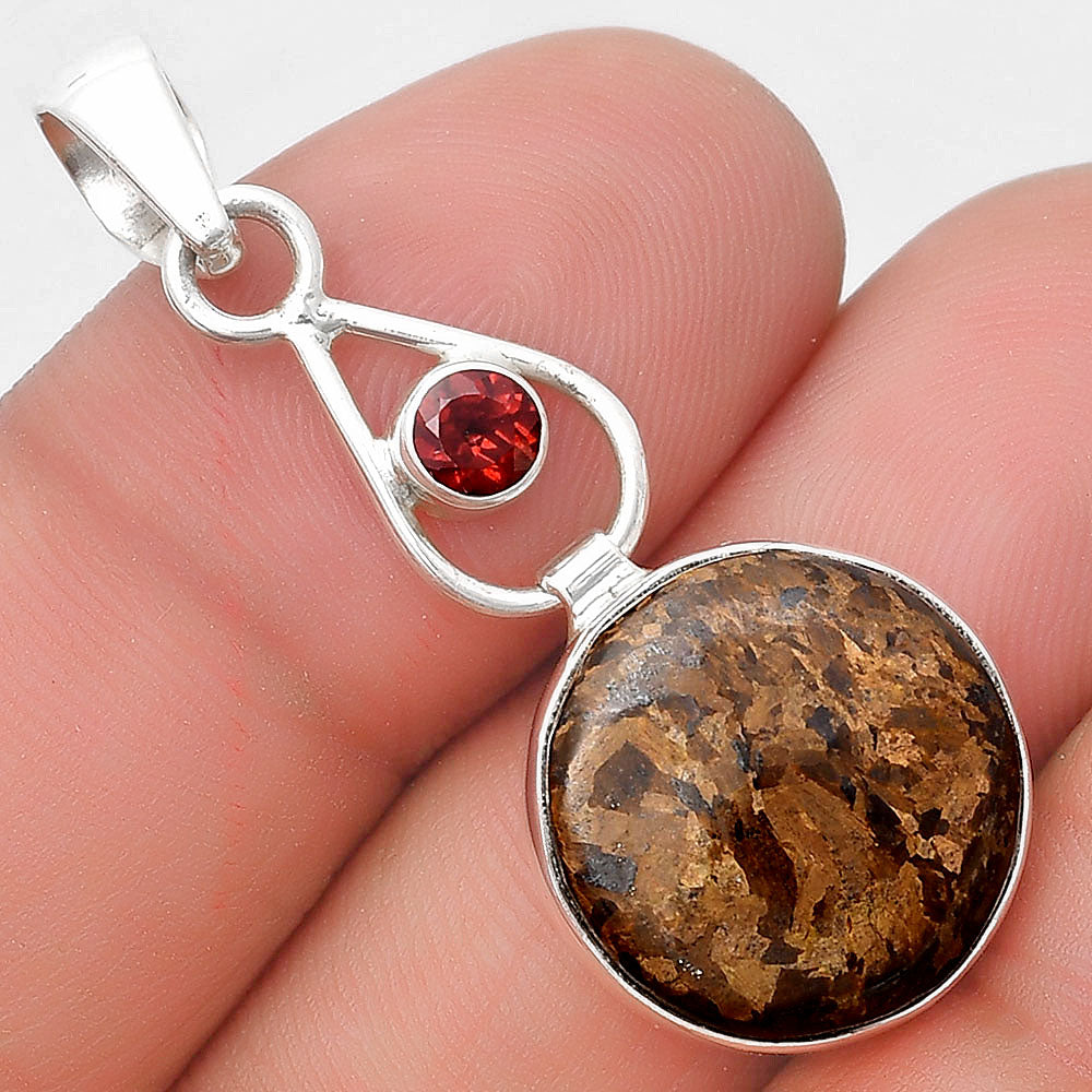 Natural Bronzite & Garnet Pendant P-1589 SDP129378