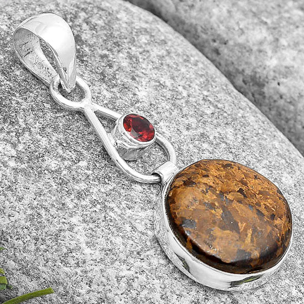 Natural Bronzite & Garnet Pendant P-1589 SDP129378