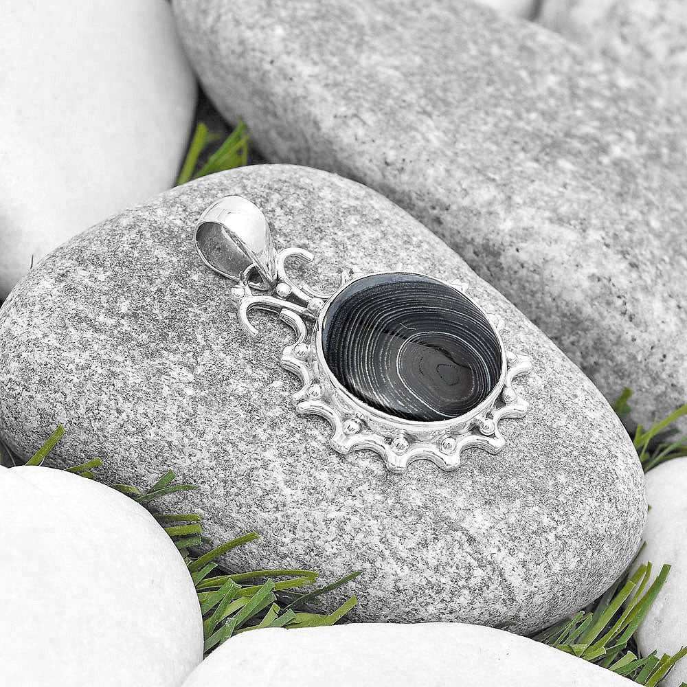 Crown Of Silver Psilomelane - Black Malachite Pendant P-1249 SDP129384