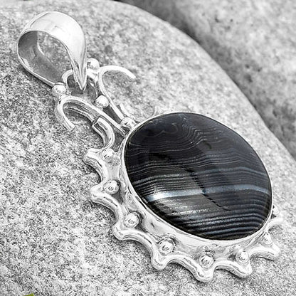 Crown Of Silver Psilomelane - Black Malachite Pendant P-1249 SDP129412