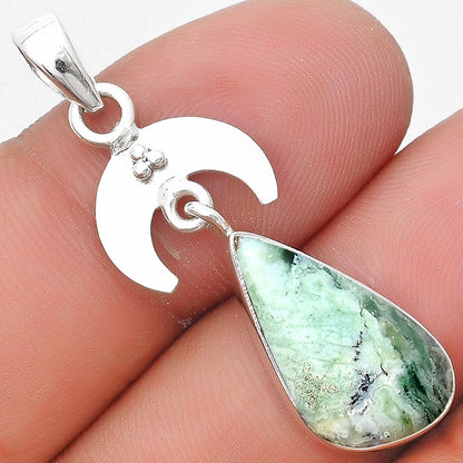 Crescent Moon - Dendritic Chrysoprase - Africa Pendant P-1133 SDP129416