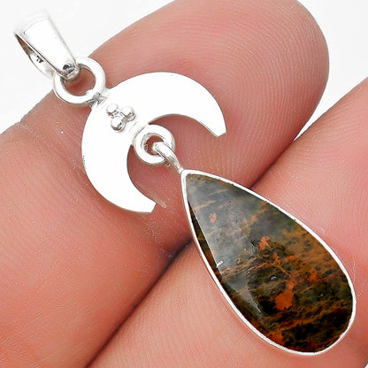 Crescent Moon - Turkish Rainforest Chrysocolla Pendant P-1133 SDP129426